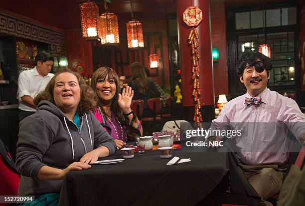 Little Miss Can't Be Wrong" Episode 104 -- Pictured: Betsy Sodaro as Angela, Kym Whitley as Juanita, Booby Lee as Dr. Yamamoto --