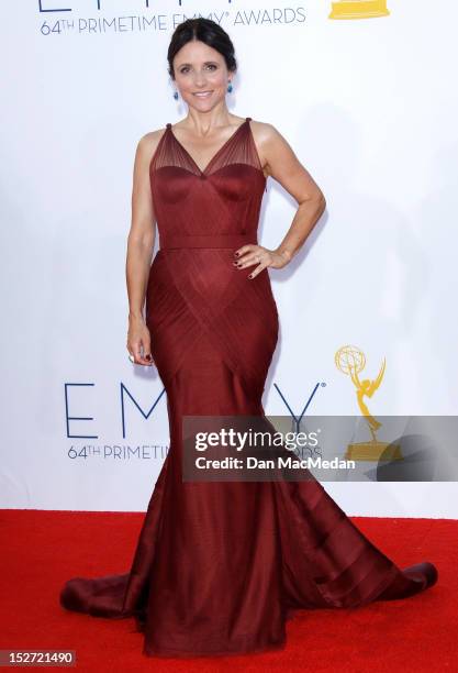 Julia Louis-Dreyfus arrives at the 64th Primetime Emmy Awards held at Nokia Theatre L.A. Live on September 23, 2012 in Los Angeles, California.