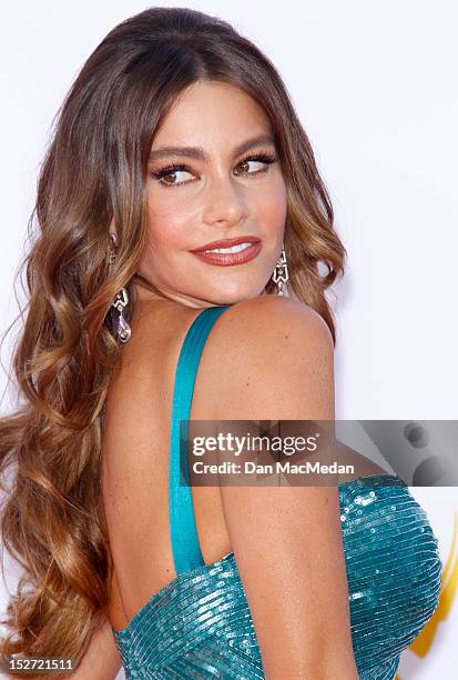 Sofia Vergara arrives at the 64th Primetime Emmy Awards held at Nokia Theatre L.A. Live on September 23, 2012 in Los Angeles, California.