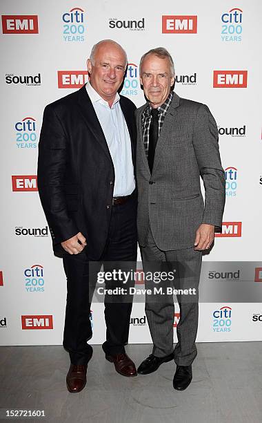 Chairman of EMI Group Eric Nicoli and CEO of EMI Group Roger Faxon arrive at the EMI Music Sound Foundation fundraiser at Somerset House on September...