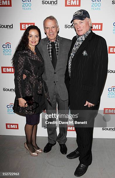 Jacqueline Piesen, CEO of EMI Group Roger Faxon and Mike Love of The Beach Boys arrive at the EMI Music Sound Foundation fundraiser at Somerset House...