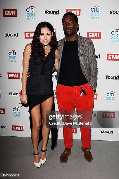 Eliza Doolitte and manager George Roberts-Bascombe arrive at the EMI Music Sound Foundation fundraiser at Somerset House on September 24, 2012 in...