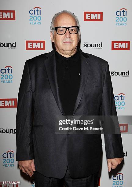 Daniel Miller, founder of Mute Records, arrives at the EMI Music Sound Foundation fundraiser at Somerset House on September 24, 2012 in London,...
