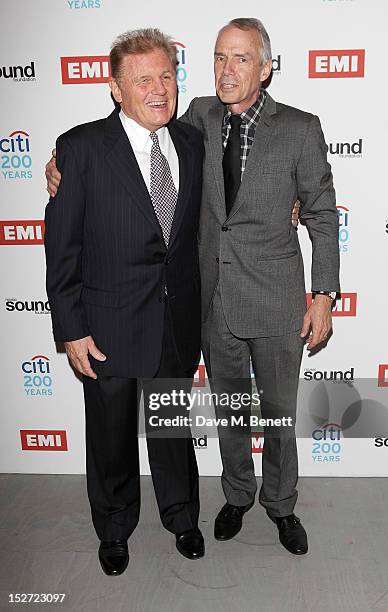 Of EMI Group Roger Faxon and Bruce Johnston of The Beach Boys arrive at the EMI Music Sound Foundation fundraiser at Somerset House on September 24,...