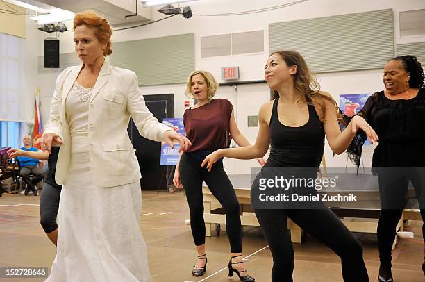 Carolee Carmello, Roz Ryan and the cast perform at the "Scandalous" Broadway Cast Rehearsal at The New 42nd Street Studios on September 24, 2012 in...