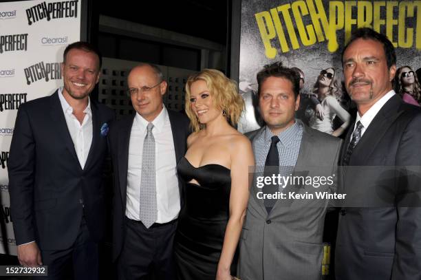 Director Jason Moore, producer Paul Brooks, actress/producer Elizabeth Banks, producer Max Handelman, and executive producer Scott Niemeyer arrive at...