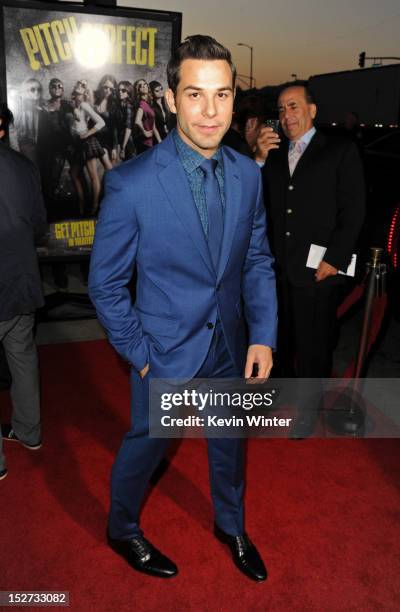 Actor Skylar Astin arrives at the premiere of Universal Pictures And Gold Circle Films' "Pitch Perfect" at ArcLight Cinemas on September 24, 2012 in...