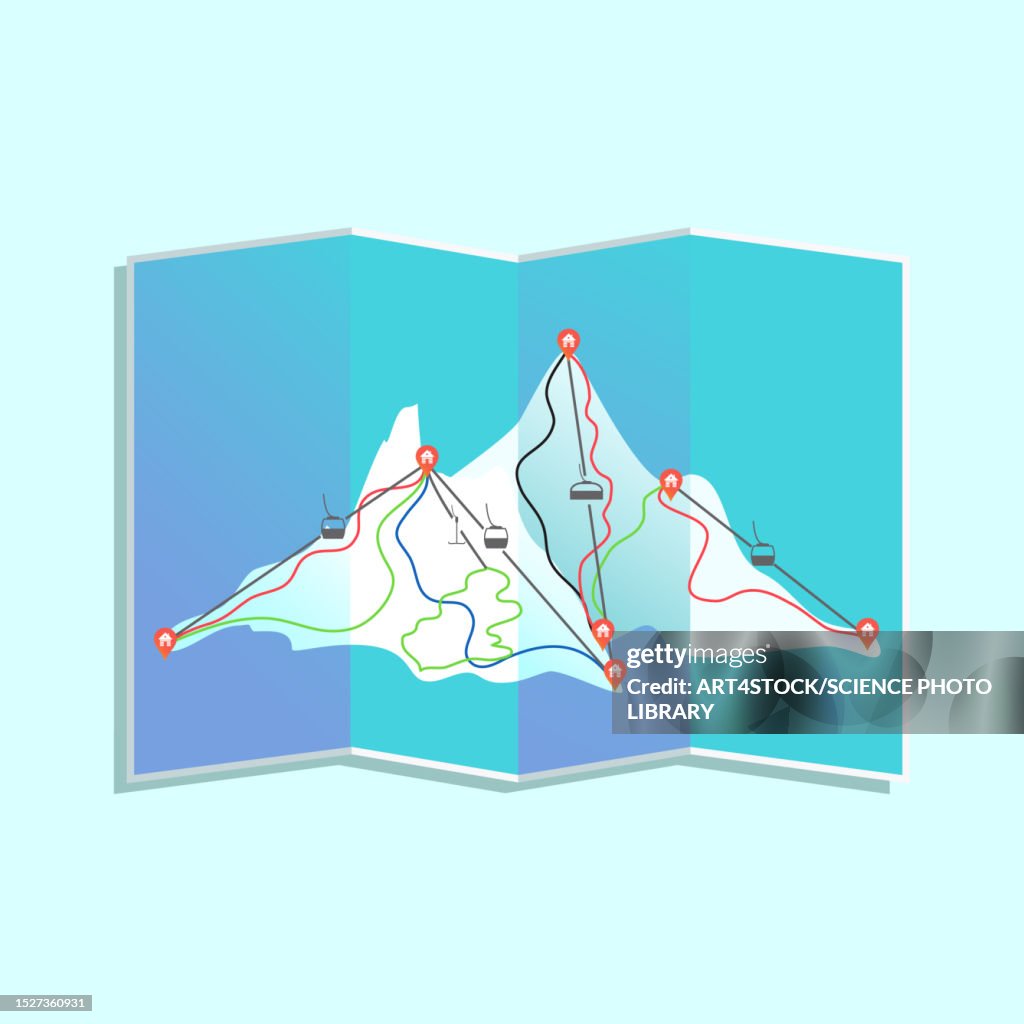 Ski resort map, illustration