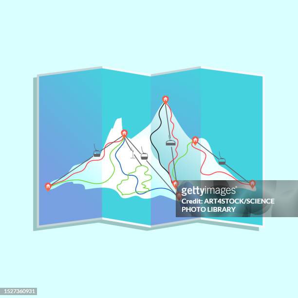 ski resort map, illustration - ski stock illustrations