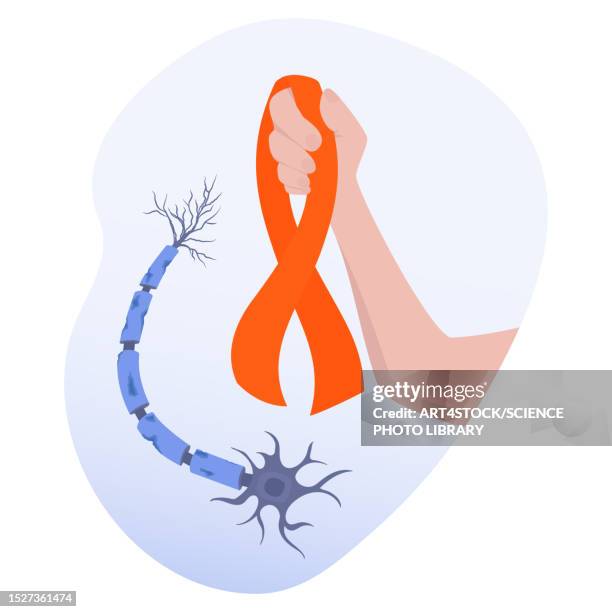 multiple sclerosis awareness, conceptual illustration - autoimmune disease stock illustrations