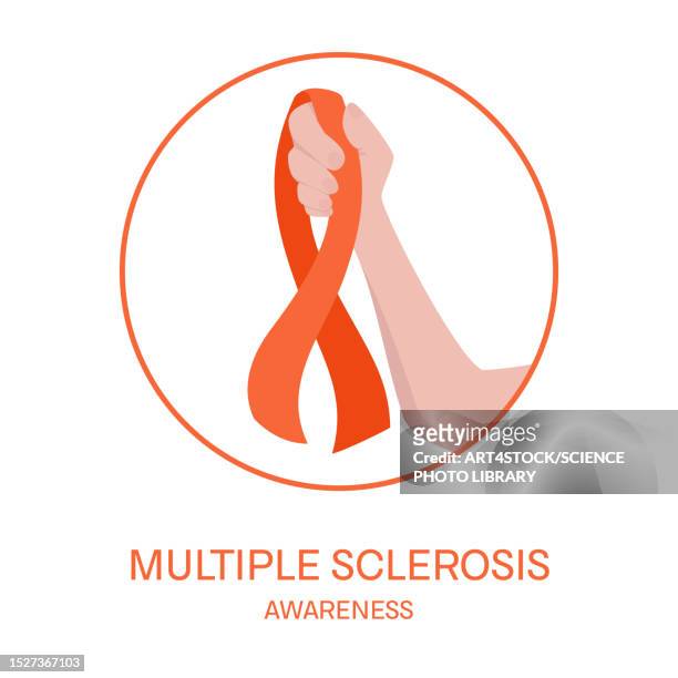 multiple sclerosis awareness ribbon, conceptual illustration - autoimmune disease 幅插畫檔、美工圖案、卡通及圖標