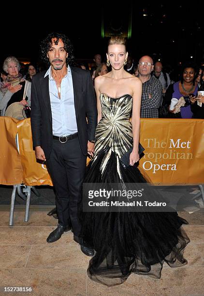 Carlos Leon and Betina Holte attend the 2012 Metropolitan Opera season opening night performance of "L'Elisir D'Amore" at The Metropolitan Opera...