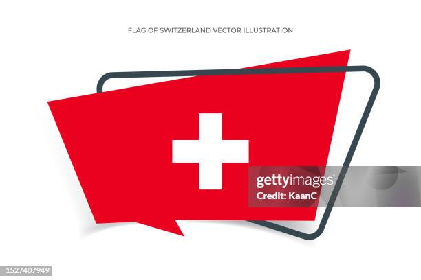 flagge der schweiz, banner form flagge vektor stock-illustration - schweiz business stock-grafiken, -clipart, -cartoons und -symbole