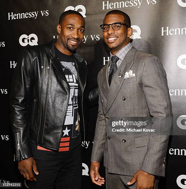 Basketball players Gilbert Arenas and Chris Paul attends the GQ October Cover Party With Chris Paul with Hennessy at Sayer's Club on September 24,...