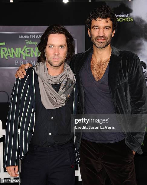 Singer Rufus Wainwright and Jorn Weisbrodt attend the premiere of "Frankenweenie" at the El Capitan Theatre on September 24, 2012 in Hollywood,...