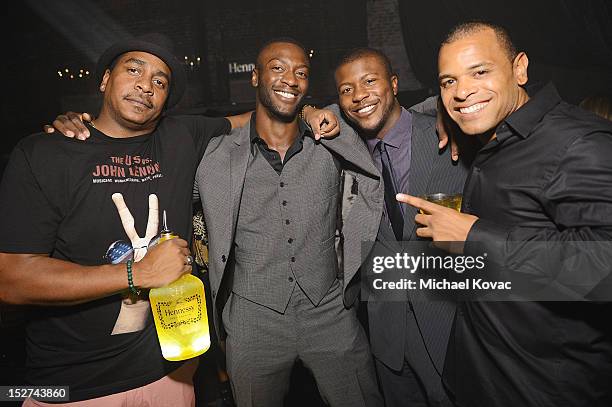 Actors Aldis Hodge and Edwin Hodge attend the GQ October Cover Party With Chris Paul with Hennessy at Sayer's Club on September 24, 2012 in Los...