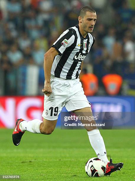 Leonardo Bonucci of FC Juventus in action during the Serie A match between FC Juventus v AC Chievo Verona at Juventus Arena on September 22, 2012 in...