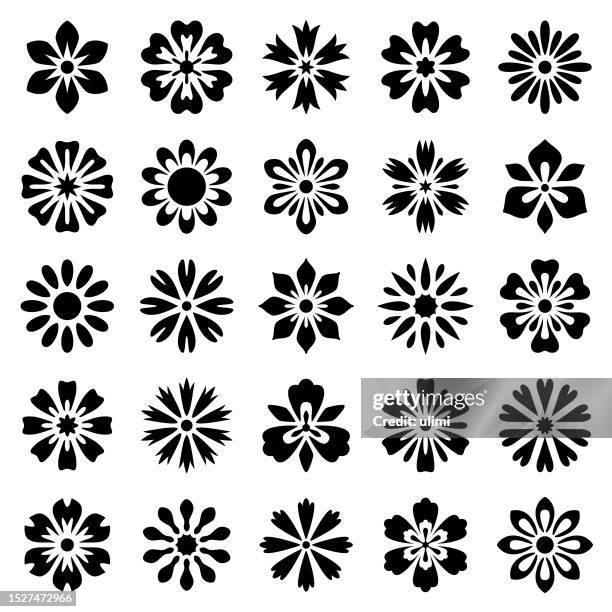 illustrazioni stock, clip art, cartoni animati e icone di tendenza di set di icone fiore - edelweiss