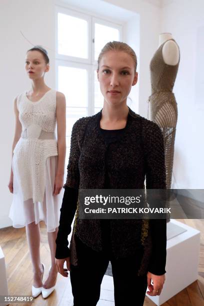 French fashion designer Alice Lemoine poses during Le Moine Tricote Spring/Summer 2013 ready-to-wear presentation on September 25, 2012 in Paris. AFP...