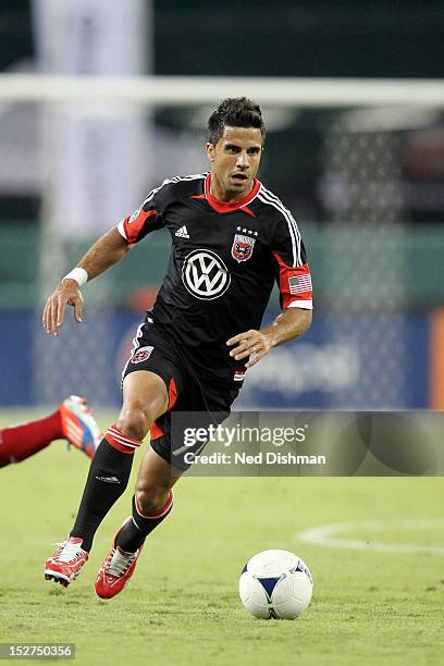 Marcelo Saragosa of D.C. United controls the ball against Chivas USA at RFK Stadium on September 23, 2012 in Washington, DC. D.C. United won 1-0.