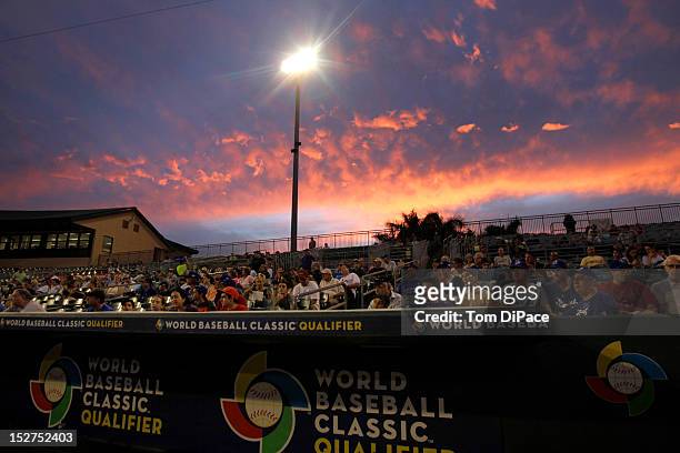 General view of of the skyline above Roger Dean Stadium during game 6 of the Qualifying Round of the World Baseball Classic at Roger Dean Stadium...
