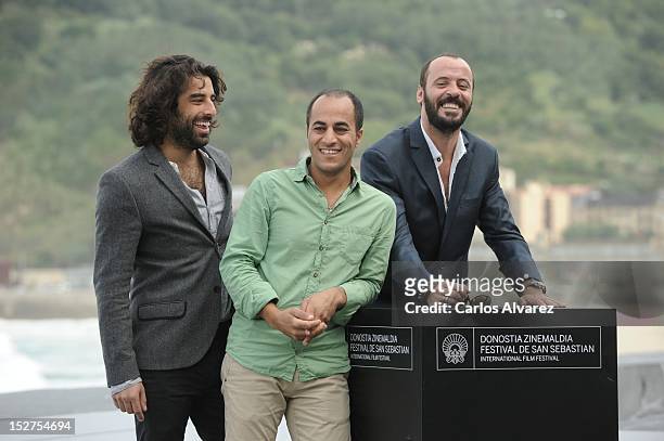 Actors Karim Saleh, Ramzi Maqdisi and Ali Suliman attend the "The Attack" photocall at the Kursaal Palace during the 60th San Sebastian International...