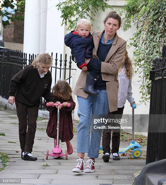 Jools Oliver and children are sighted in Primrose Hill on September 25, 2012 in London, England.