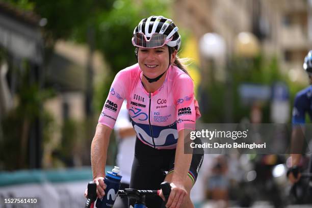 Annemiek Van Vleuten of The Netherlands and Movistar Team - Pink Leader Jersey prior to the 34th Giro d'Italia Donne 2023, Stage 9 a 126.85km stage...