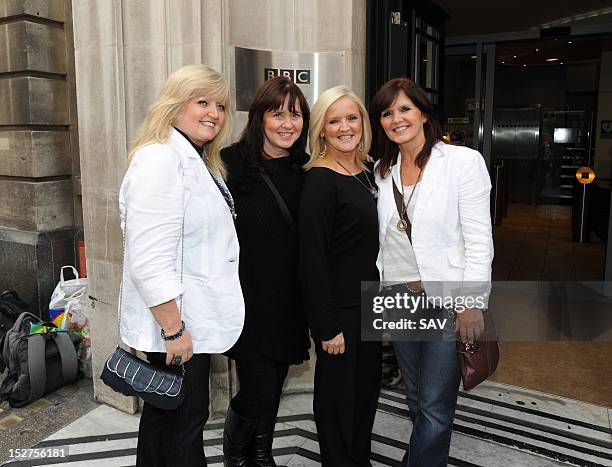 Linda, Coleen, Bernie and Maureen of the The Nolans sighted at BBC Radio 2 on September 25, 2012 in London, England.