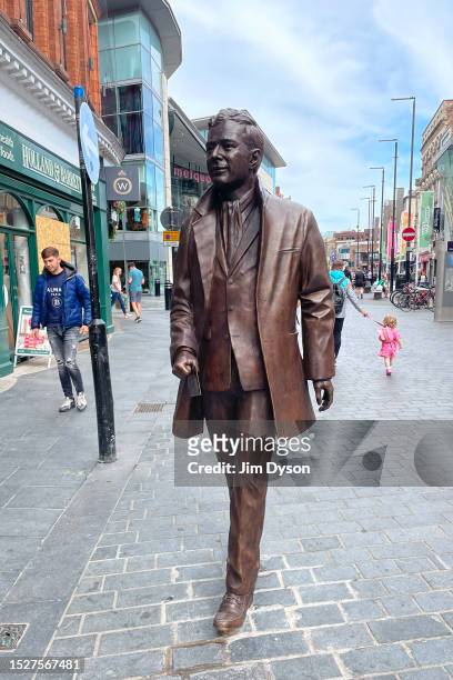 Statue of Brian Epstein, the manager of The Beatles, is unveiled near the former site of his family's NEMS record shop in Whitechapel, September 5,...