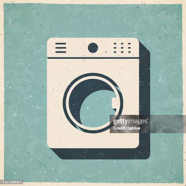 washing machine. icon in retro vintage style - old textured paper - antique washing machine stock illustrations