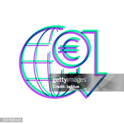 Euro rate decrease. Icon with two color overlay on white background Euro rate decrease. Icon with two color overlay on white background