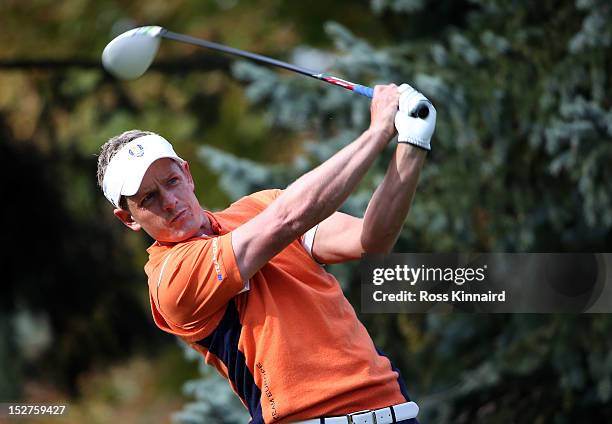 Luke Donald of Europe during the second preview day of The 39th Ryder Cup at Medinah Country Golf Club on September 25, 2012 in Medinah, Illinois.