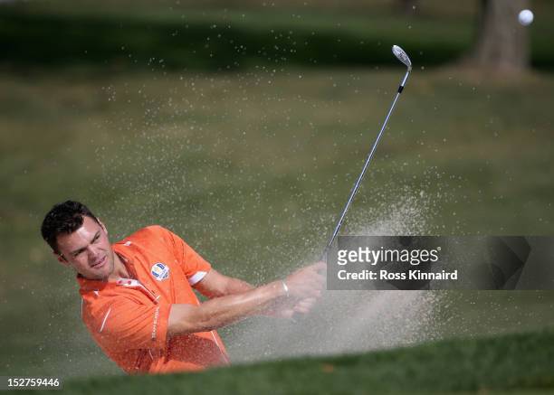 Martin Kaymer of Europe in action during the second preview day of The 39th Ryder Cup at Medinah Country Golf Club on September 25, 2012 in Medinah,...