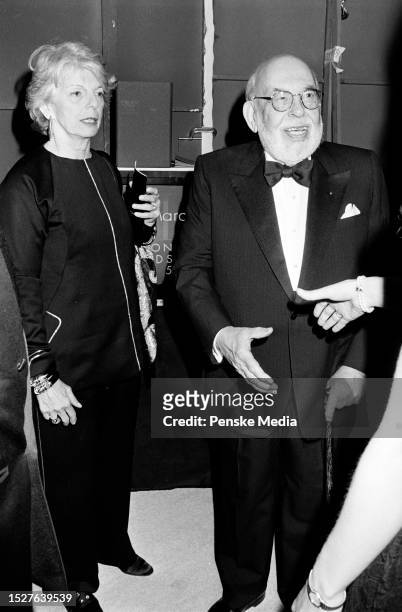 Grace Mirabella and Stanley Marcus attend a charity ball at the Neiman Marcus store in Short Hills, New Jersey, on September 16, 1995.