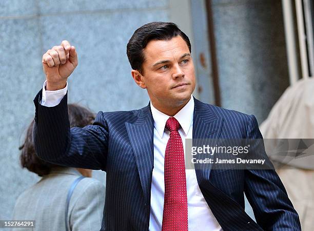 Leonardo DiCaprio seen on location for "The Wolf of Wall Street" on September 25, 2012 in New York City.