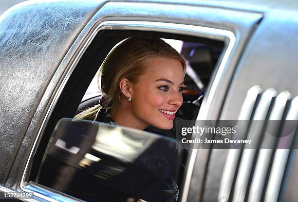 Margot Robbie seen on location for "The Wolf of Wall Street" on September 25, 2012 in New York City.