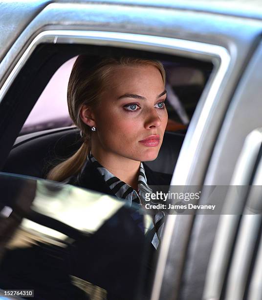 Margot Robbie seen on location for "The Wolf of Wall Street" on September 25, 2012 in New York City.