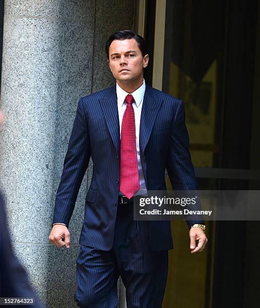 Leonardo DiCaprio seen on location for "The Wolf of Wall Street" on September 25, 2012 in New York City.