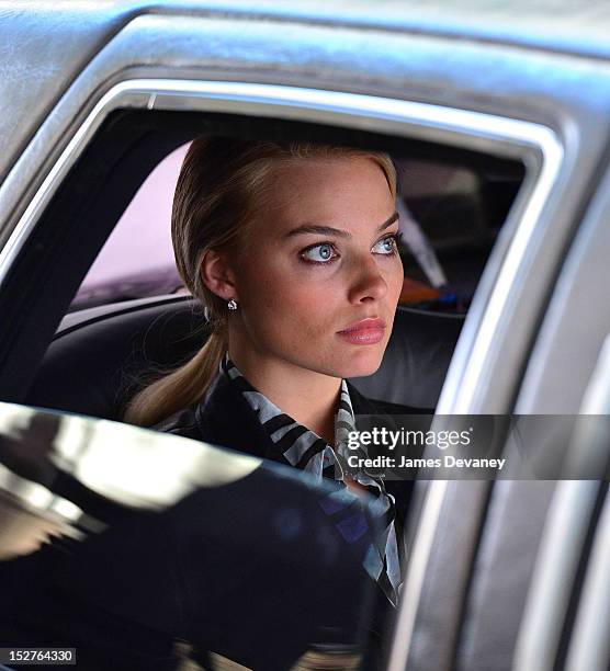 Margot Robbie seen on location for "The Wolf of Wall Street" on September 25, 2012 in New York City.