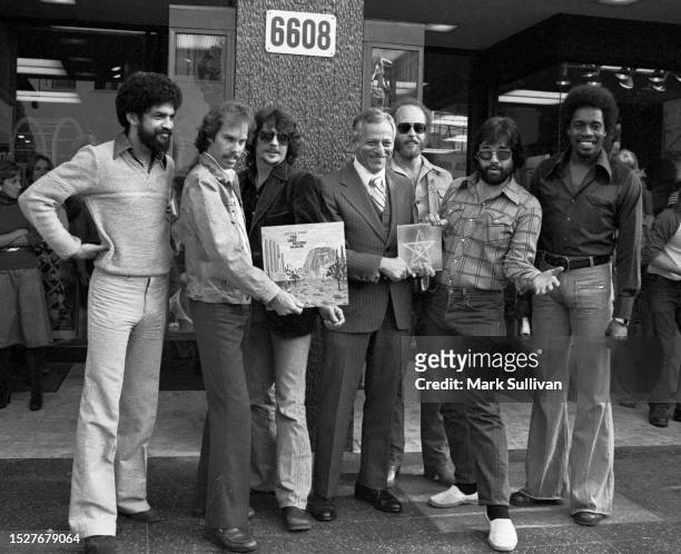 Frederick's of Hollywood Founder Frederick Mellinger honors music group Little Feat members Kenny Gradney, Bill Payne, Richie Hayward, Paul Barrere,...
