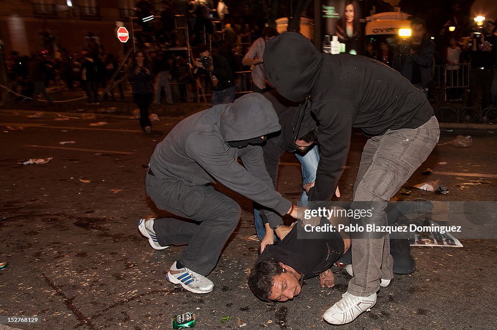 Demonstrators Surround The Spanish Congress To Protest Against Spending Cuts And The Government Of Mariano Rajoy