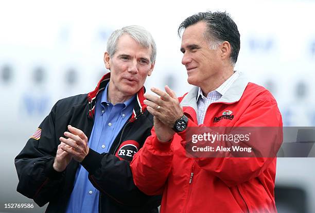 Sen. Rob Portman campaigns for Republican presidential candidate and former Massachusetts Governor Mitt Romney during a campaign rally September 25,...