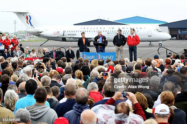 Sen. Rob Portman campaigns for Republican presidential candidate and former Massachusetts Governor Mitt Romney and his running mate U.S. Rep. Paul...