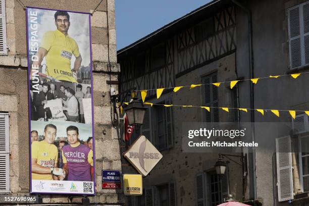 Mural of Raymond Poulidor of France ex- pro-cyclist prior to the stage nine of the 110th Tour de France 2023 a 182.4km stage from...