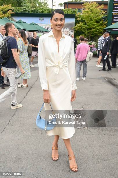 Neelam Gill attends day seven of the Wimbledon Tennis Championships at the All England Lawn Tennis and Croquet Club on July 09, 2023 in London,...