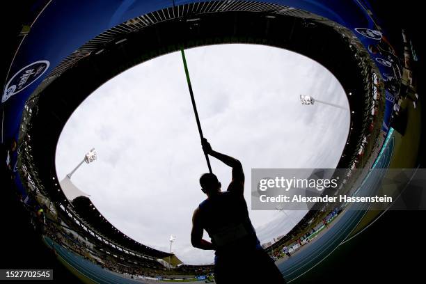 Vladyslav Bilyi of Ukraine prepares for her throw at the in the Men's Javelin Throw F38 competition during day two of the Para Athletics World...