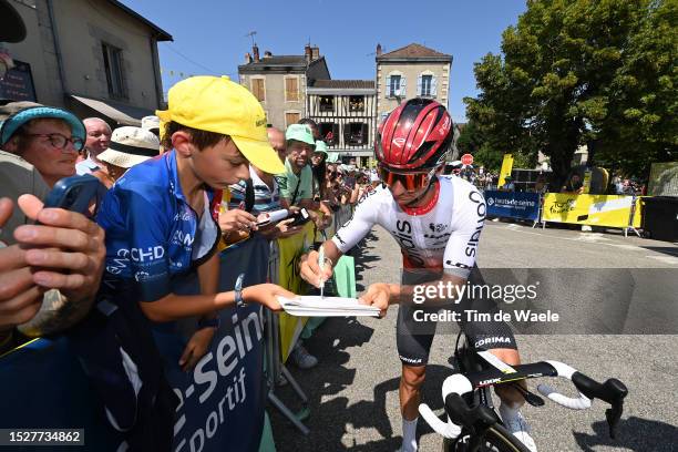 Bryan Coquard of France and Team Cofidis meets the fans at start prior to the stage nine of the 110th Tour de France 2023 a 182.4km stage from...