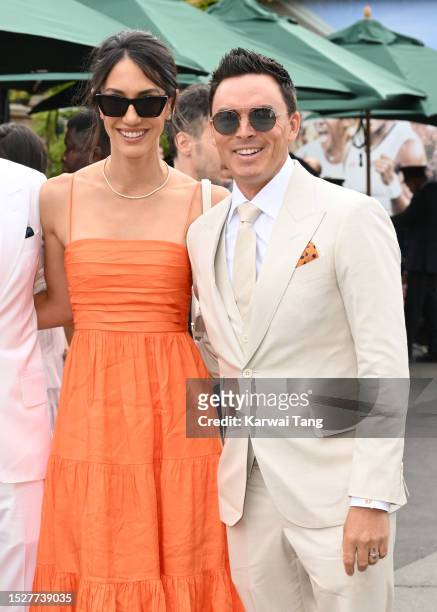 Allison Stokke and Rickie Fowler attend day seven of the Wimbledon Tennis Championships at the All England Lawn Tennis and Croquet Club on July 09,...