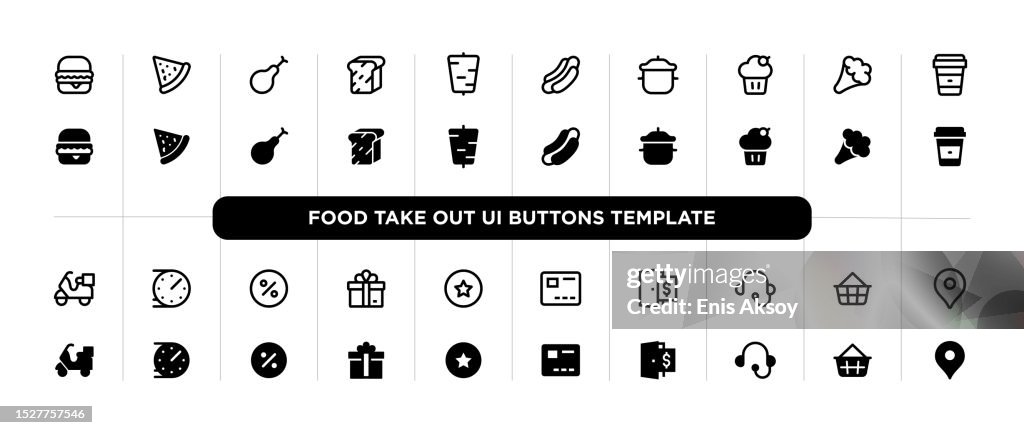 Food take-out user interface buttons template